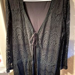 Black cardigan with silk lining knee length